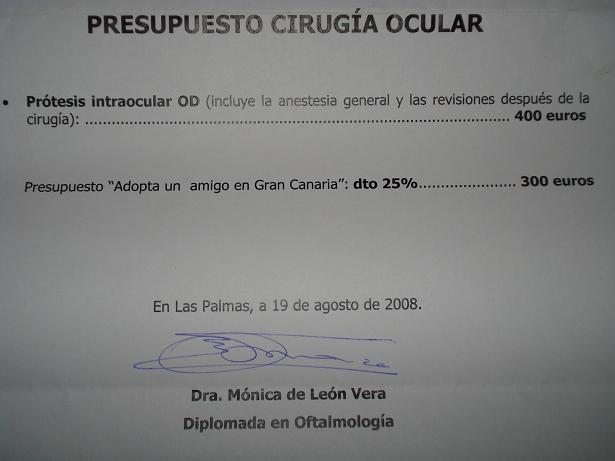 Llamamiento económico para la operación del ojo de Golfillo Presup10