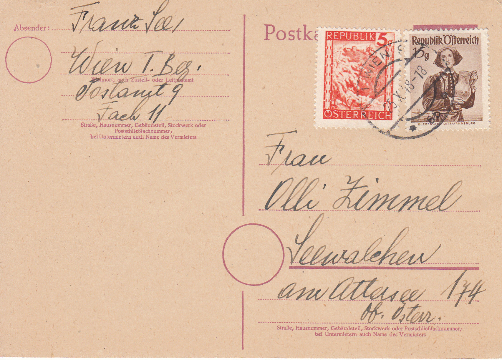 1945 - Notmaßnahmen und Provisorien bei Postkarten 1945-1948 Img144