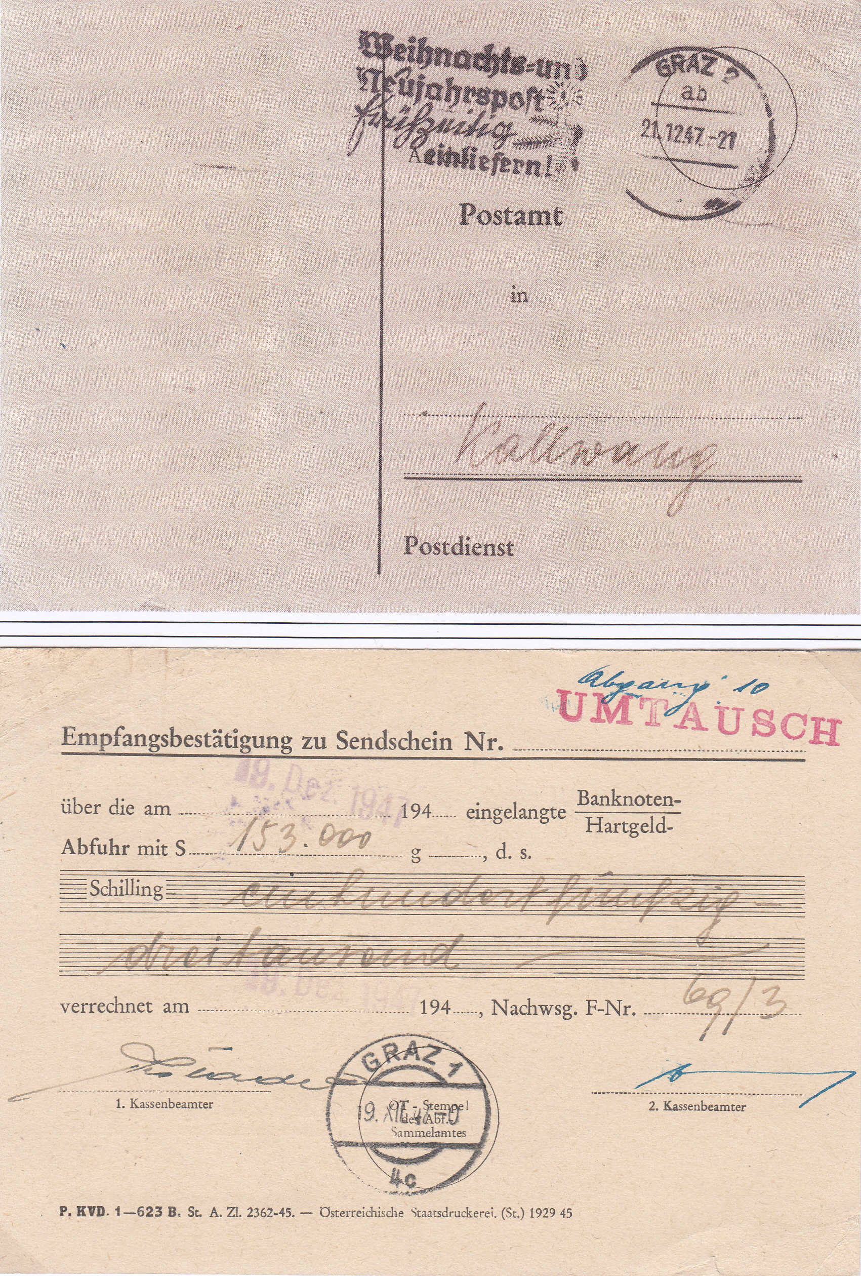 Osterreich - Österreich 2. Währungsreform 10.12.1947 - Belege Img159