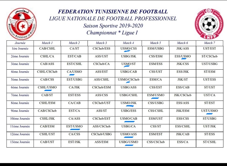 Tunisie Football: Calendrier de la Ligue 1 pour la saison 2019-2020 Foot13