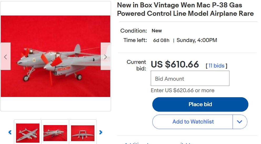 Wen Mac P-38 on Ebay:  So, it didn't get to $1000, But Close 10_57
