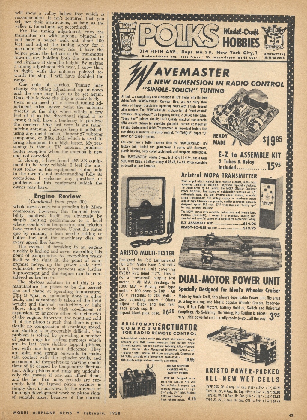 "Birth of the Pee Wee" Product Ad and Engine Review Model Airplane News February 1958 2_54