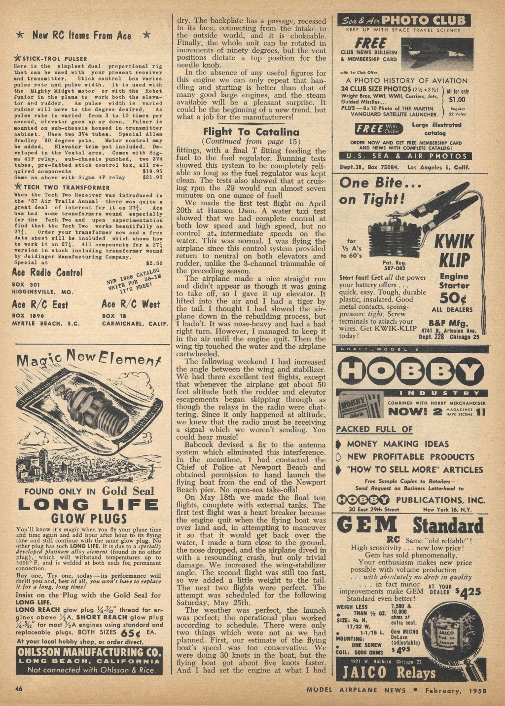 "Birth of the Pee Wee" Product Ad and Engine Review Model Airplane News February 1958 4_37