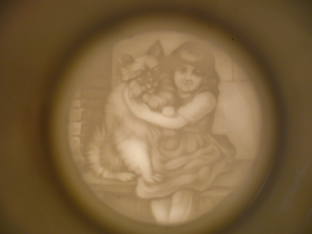 Likely Delft Swaine and Co Germany Coffee Cup but A Girl and Dog Lithophane P1710411