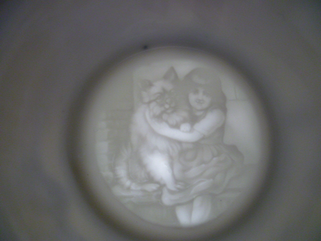 Likely Delft Swaine and Co Germany Coffee Cup but A Girl and Dog Lithophane P1710413