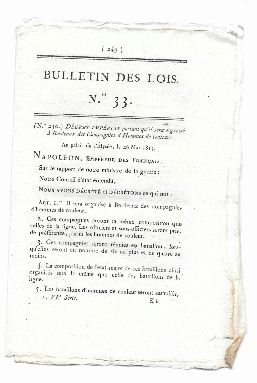  Bordeaux. Compagnies d'hommes de couleur 26 Mai 1815 129_3310