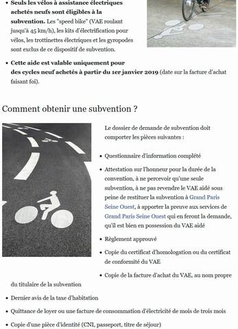 Subvention à l'achat de vélos à assistance électrique