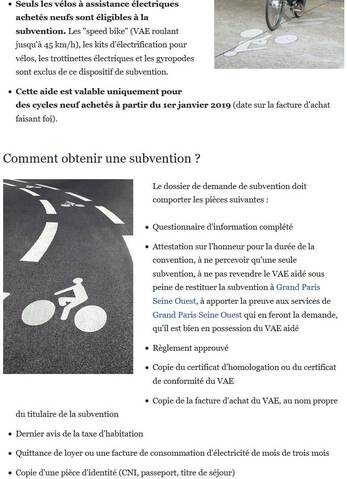 Subvention à l'achat de vélos à assistance électrique