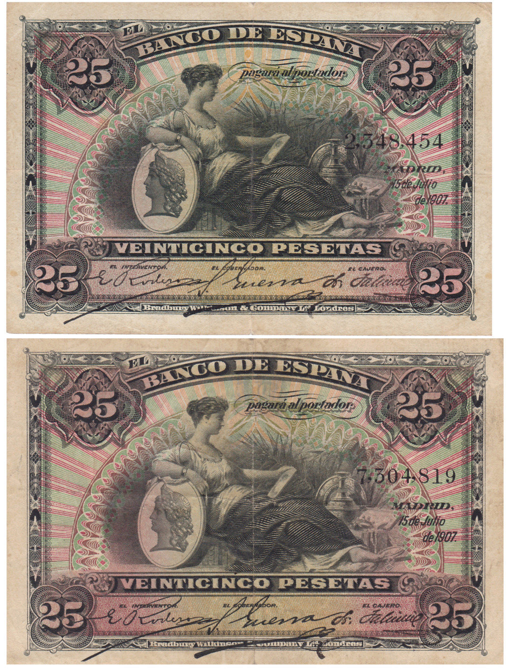 1907 - 25 pesetas 1907, TOP NUMBER 1!!! 1907-210