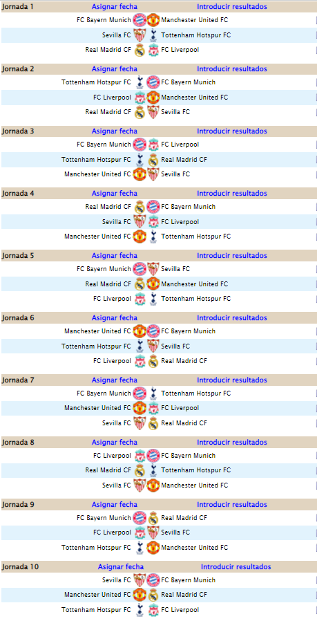 CALENDARIO - Copa de Clases A83