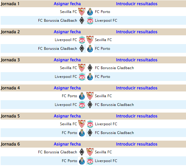 CALENDARIO - UEFA Champions League A86