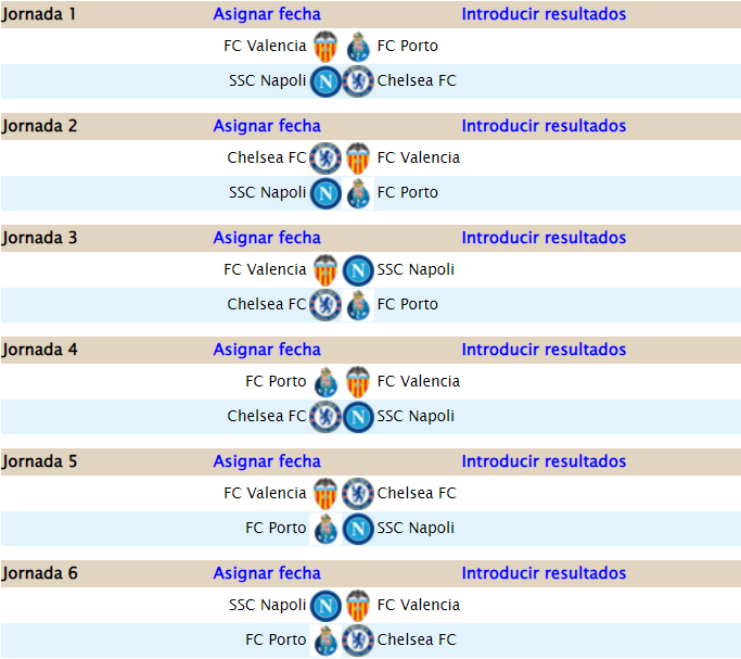 CALENDARIO - Copa de Clases H36