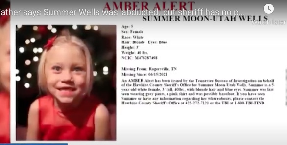 Five-year-old Summer Wells vanished from her home in Hawkins County's Beach Creek Community, Tennessee on June 15 2021   . Summer10