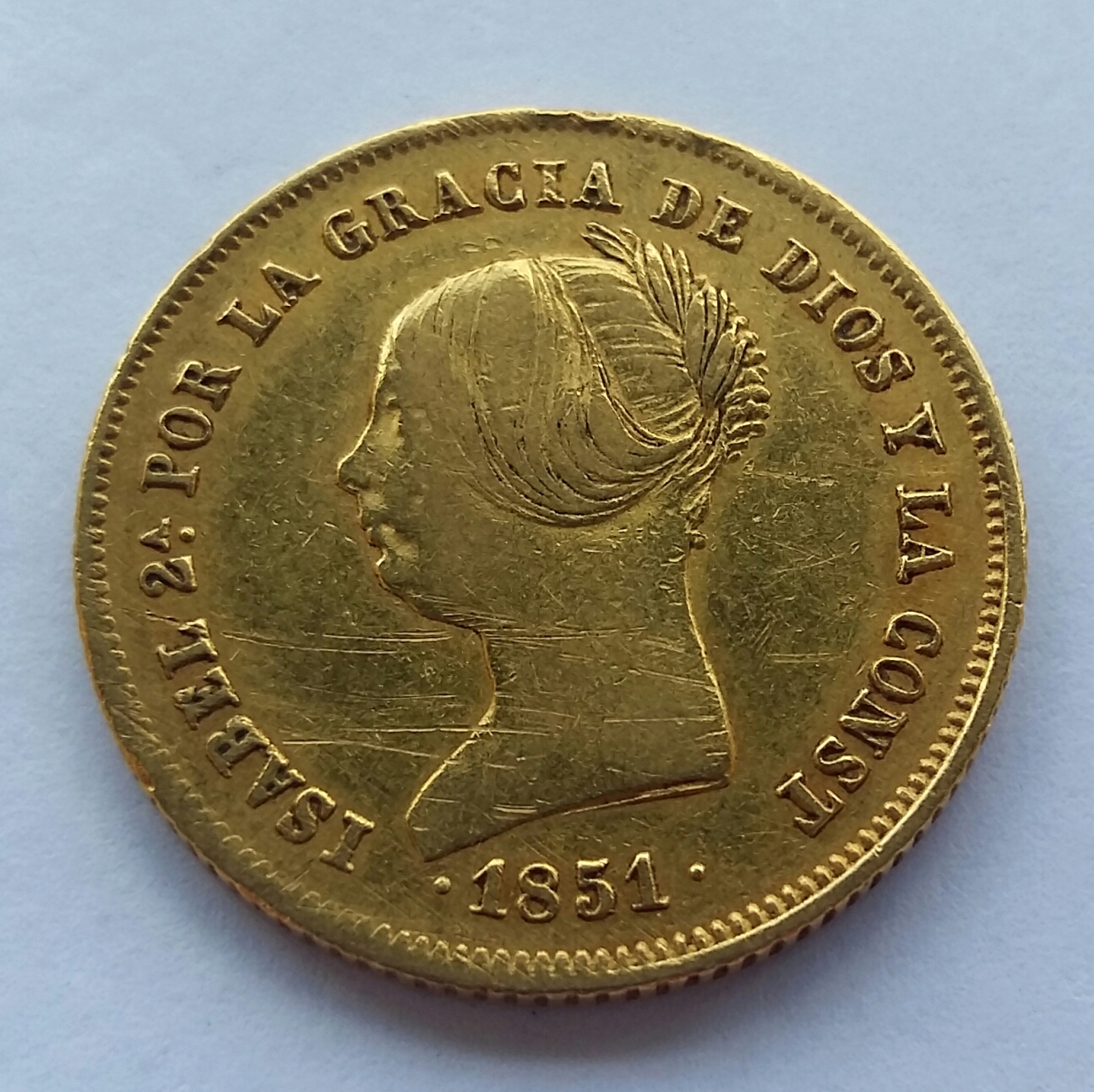1 Doblon de 100 Reales 1851. Isabel II. Madrid CL 20191111