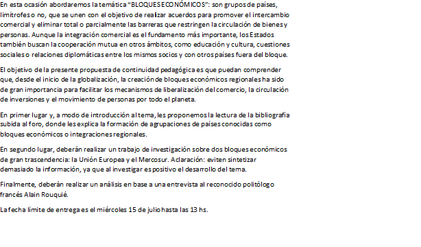 Bloques económicos: actividades Ac110