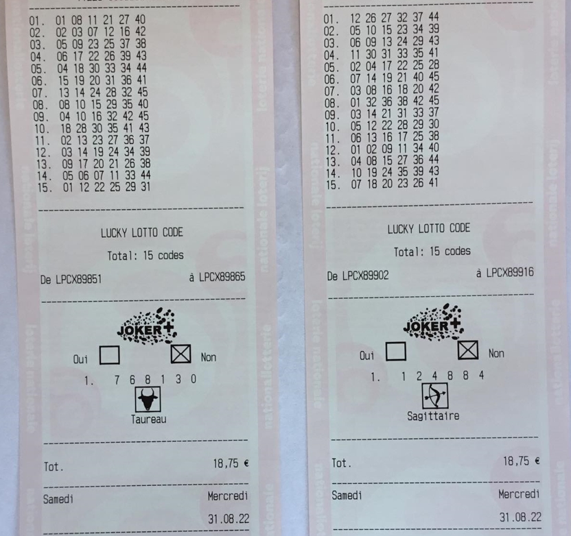 EQUIPE JACKPOT GERARDL555 >>> LOTTO 31/08/2022 >>> 4 M €   Scre2077