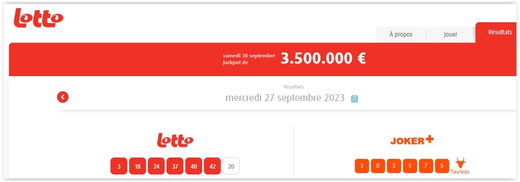 EQUIPE JACKPOT GERARDL555 >>> LOTTO 27/09/2023 >>> 3 M €   Scre3772