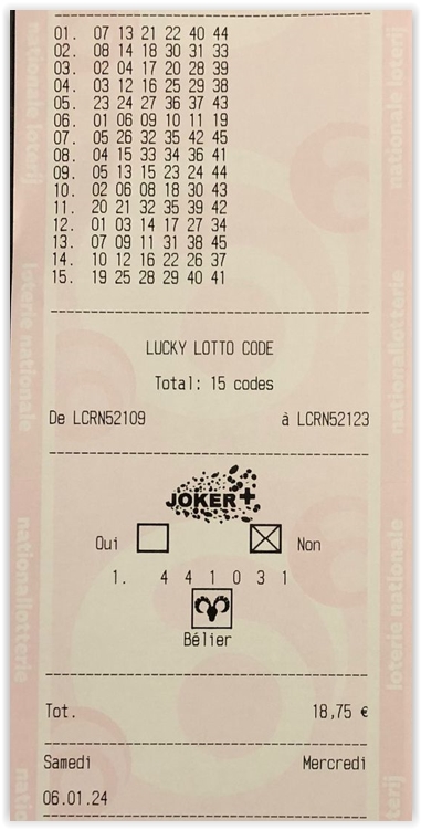 EQUIPE JACKPOT GERARDL555 >>> LOTTO 06/01/2024 >>> 3 M €   Scre4288