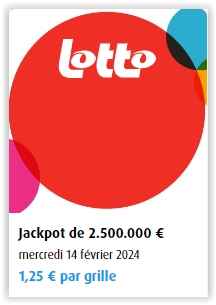 EQUIPE JACKPOT GERARDL555 >>> LOTTO 14/02/2024 >>> 2.5 M €   Scre4459