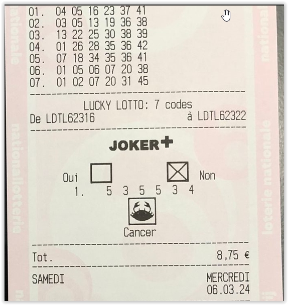 EQUIPE JACKPOT GERARDL555 >>> LOTTO 06/03/2024 >>> 5.5 M €   Scre4556