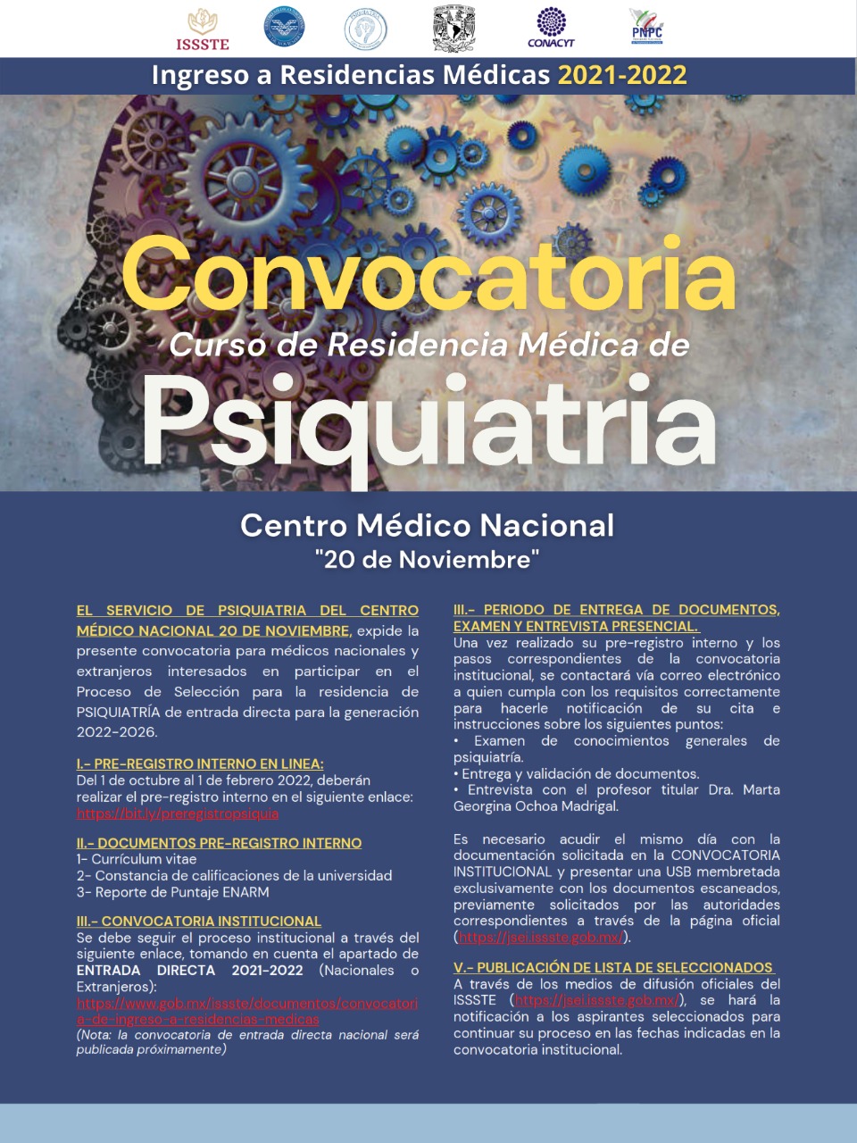 psiquiatria - Convocatoria Psiquiatria ISSSTE 20 de noviembre  Convoc10