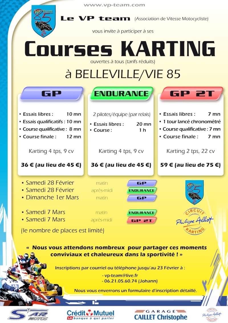 karting - [EVENEMENTS] Le VP Team vous invite à ses COURSES KARTING à Belleville/Vie (85): 28 Février, 1 et 7 Mars Affich10
