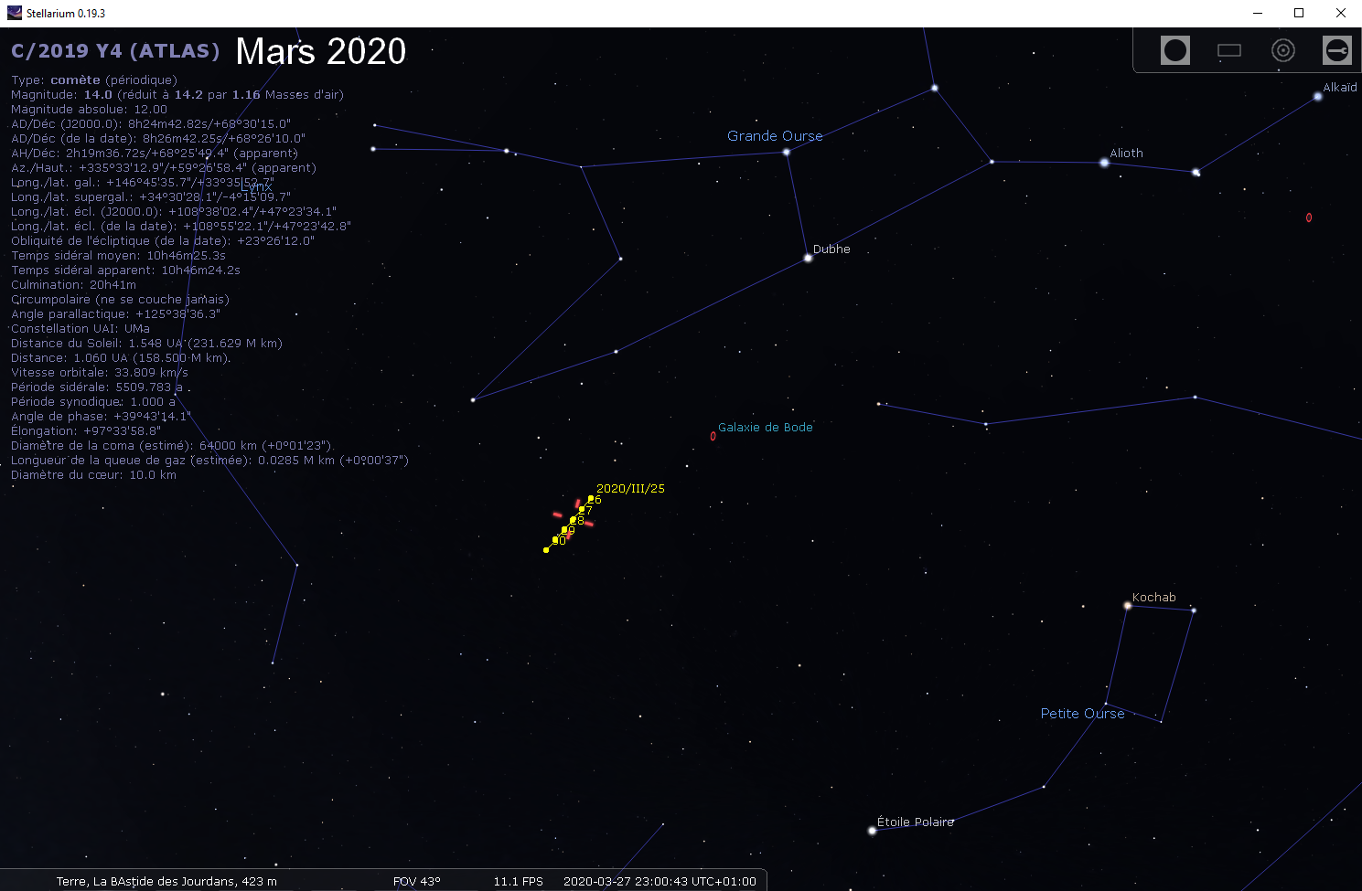 Comète C/2019 Y4 (Atlas) C2019y13