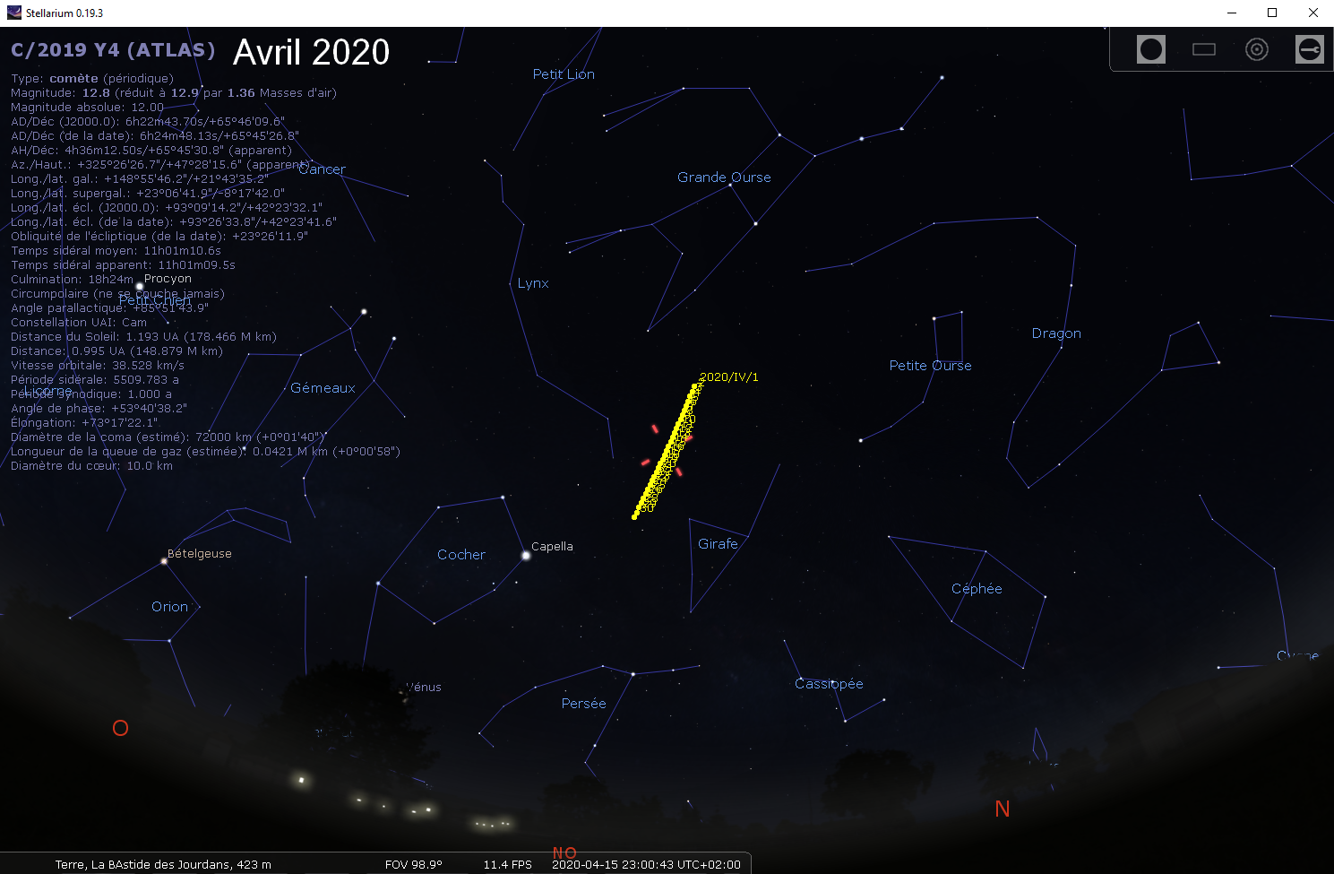 Comète C/2019 Y4 (Atlas) C2019y15