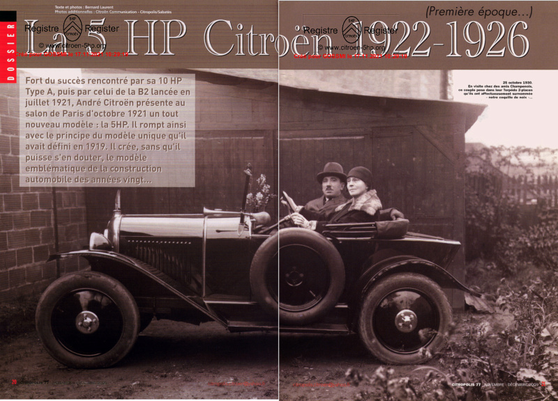 La 5HP Citroen 1922-1926 par B. Laurent - Citropolis ( 2009) 1114