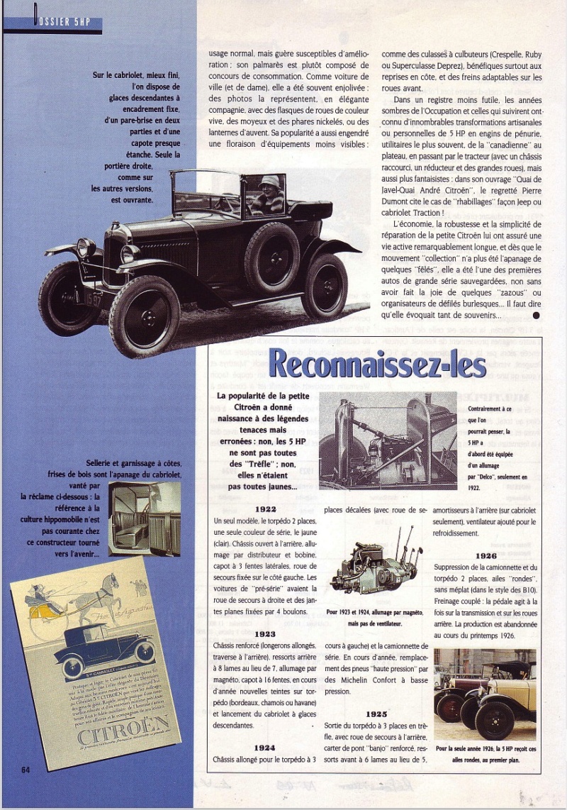 Dossier Citroen 5HP " Il etait une fois " - B Leroux & C Bohere - Retroviseur no 49 ( 1992)  1214