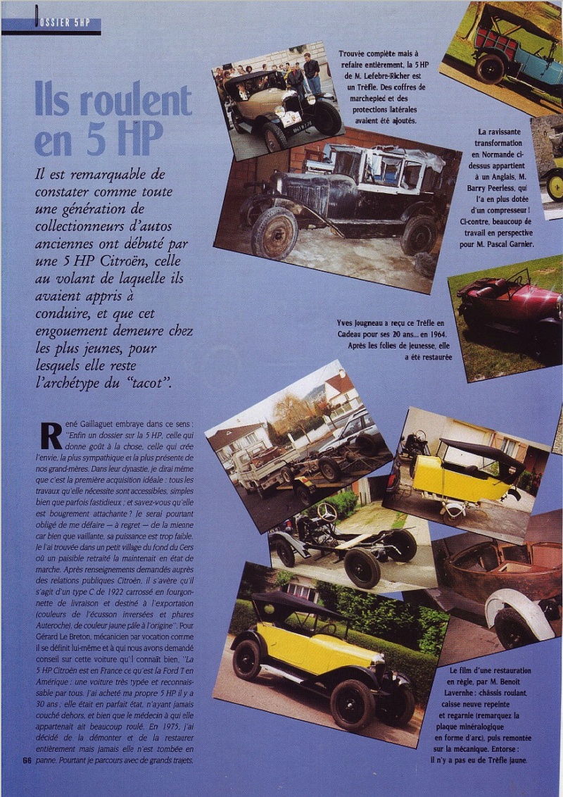 Dossier Citroen 5HP " Il etait une fois " - B Leroux & C Bohere - Retroviseur no 49 ( 1992)  1414