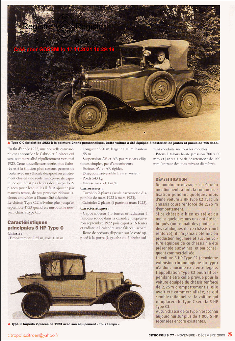 La 5HP Citroen 1922-1926 par B. Laurent - Citropolis ( 2009) 1510