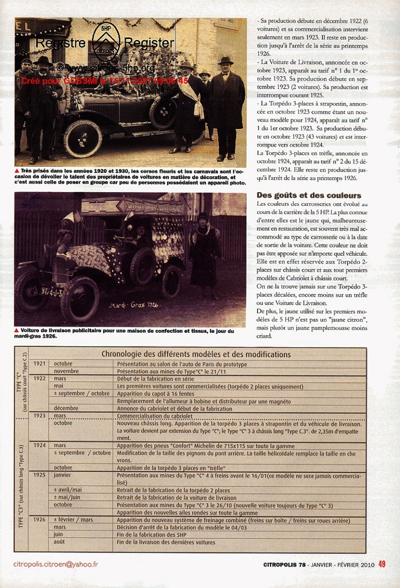 La 5HP Citroen 1922-1926 par B. Laurent - Citropolis ( 2009) 2311