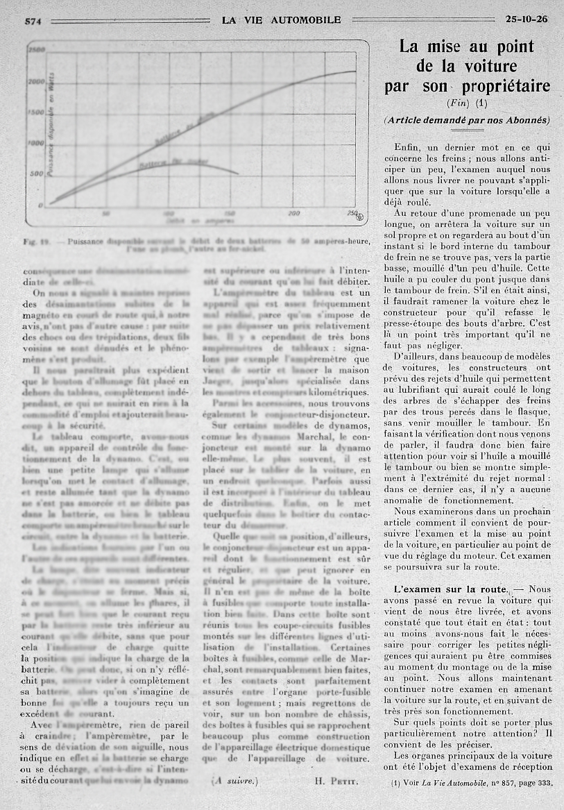  La mise au point  &  l ' entretien de la voiture - Henri Petit - La Vie Automobile 1926  57410