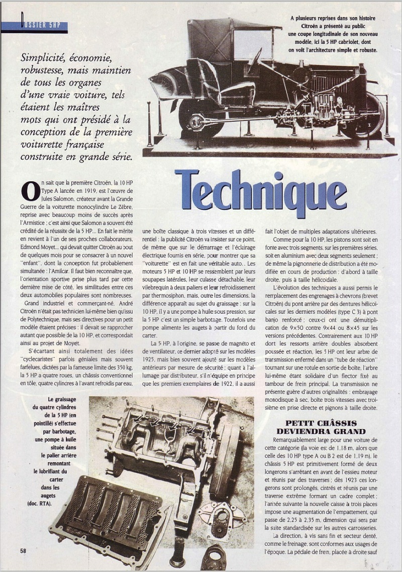 Dossier Citroen 5HP " Il etait une fois " - B Leroux & C Bohere - Retroviseur no 49 ( 1992)  619