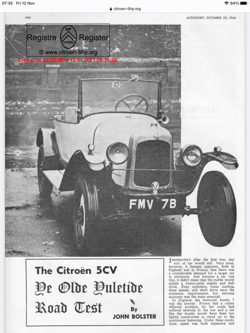 The Citroen 5CV " ..... si douce et si gentille " par John Bolster - Autosport (1964) 7effa410