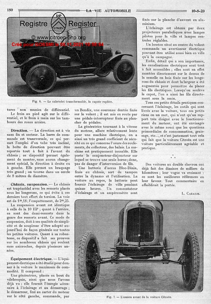 "La 5HP Citroen" & " Essai de la 5HP "  par L Cazalis (Mai-Juillet 1923) Cazal_11