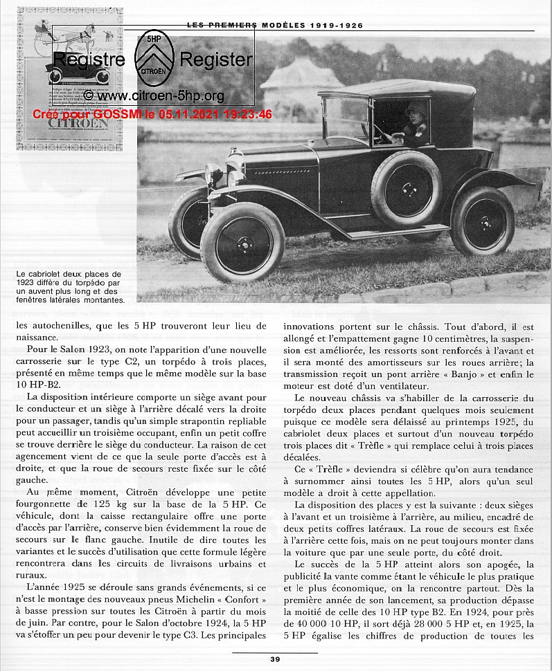 Extraits  5HP -  Le Grand Livre CITROEN - O de Serres ( 1988)  Des_310