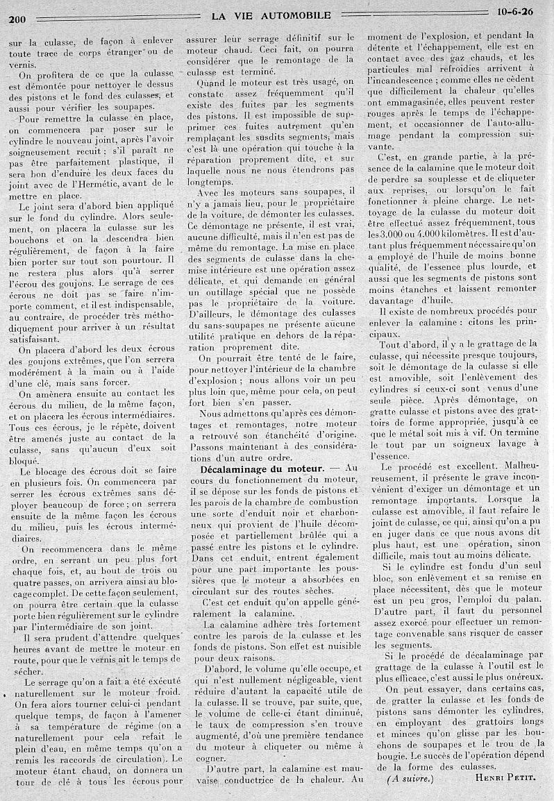 La mise au point & l ' entretien de la voiture - Henri Petit - La Vie Automobile 1926 Entret11