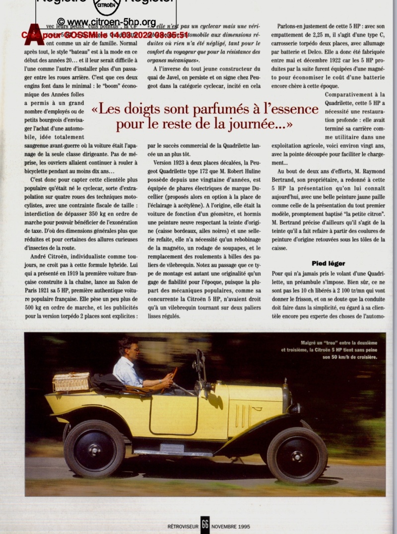Citroen 5HP et Peugeot Quadrilette par M Dumoit - Retroviseur ( 1995)i Img_e710