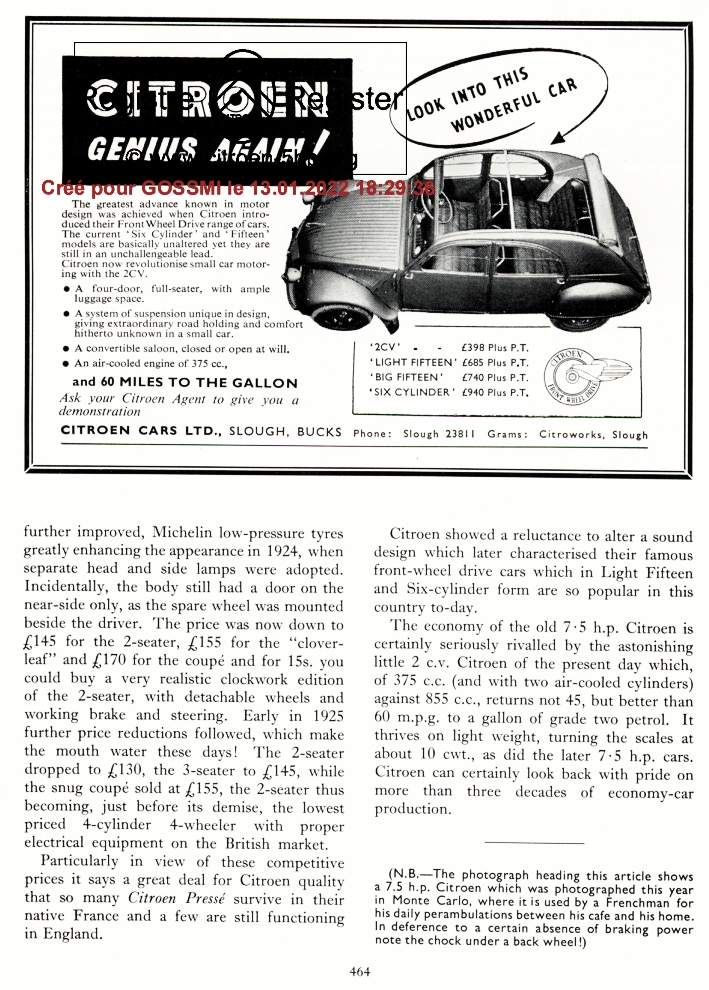  " 5CV Citroen - voitures anciennes pour gens fauches "  -  The Vintage and Thoroughbred car (1954)  Impec311