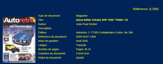 Atout Trefle Citroen 5HP Trefle C3 - par JP Decker - Auto Retro 286 ( 2005)  L29910