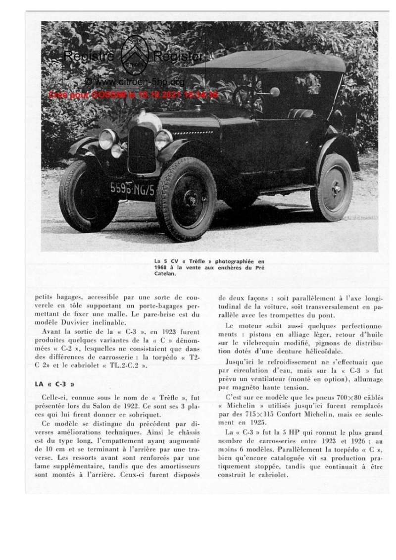 La 5HP Citroen 1921-1926 par CHH Tavard - ... legendes,bobards et " canards"...( 1968) Tav510