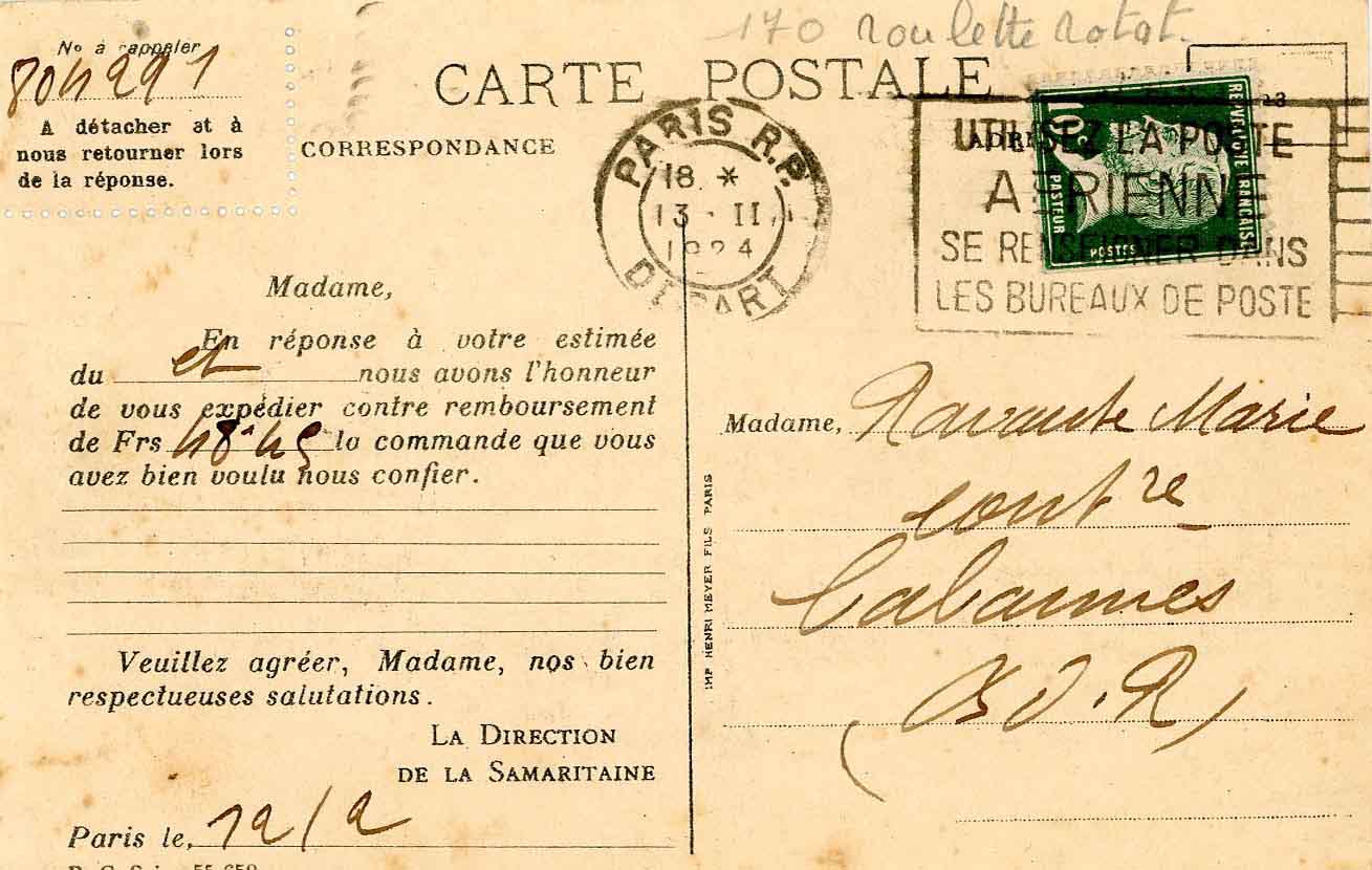 Même date d'oblitération, mais Pasteur différents...  116