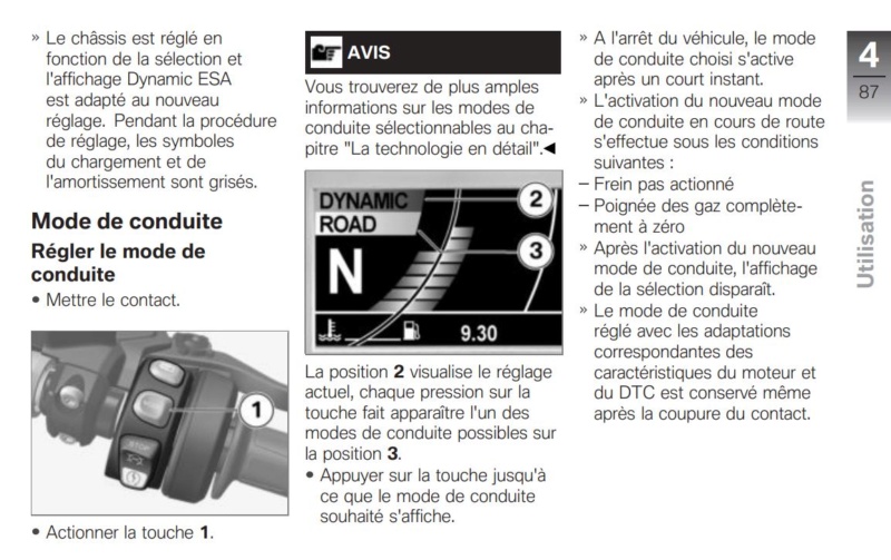 Mode Road ( impossible de changer en roulant ) Mode10