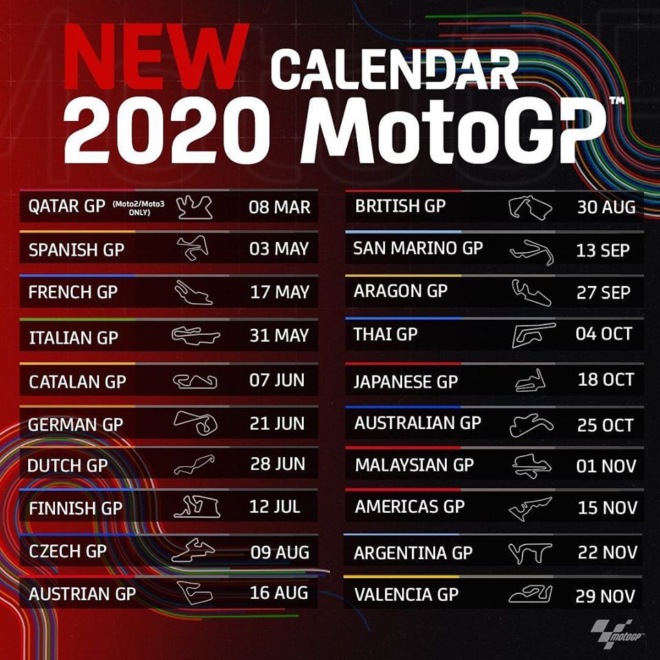 Calendrier MotoGP 2020 / Liste des engagés Last10