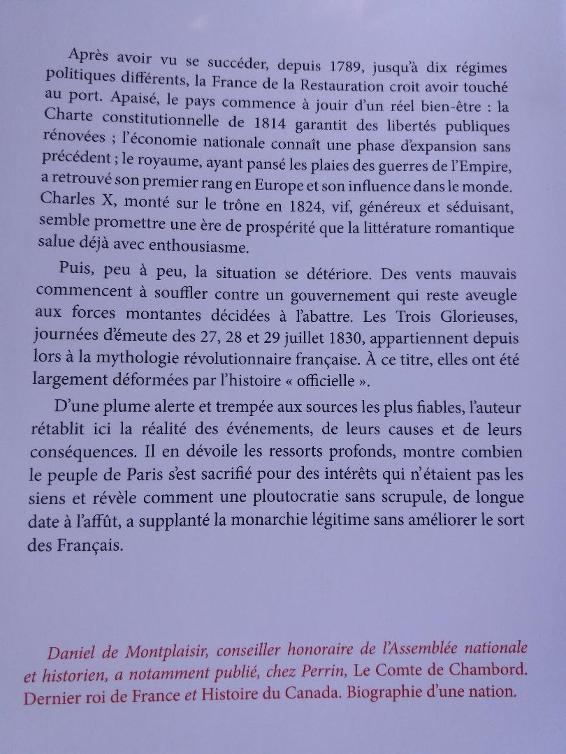 Les Trois Glorieuses, La révolution de 1830 démystifiée,   par Daniel de Montplaisir Thumb806