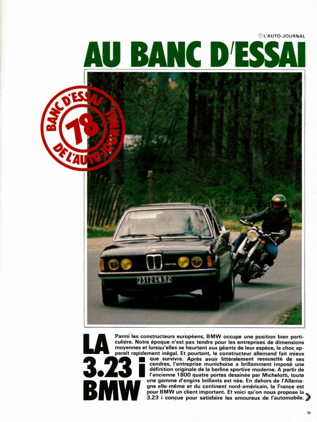 BANC D'ESSAI L'Auto-Journal 1978: 323i Maison10