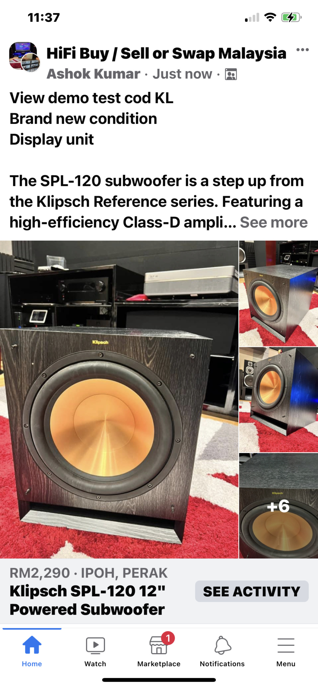 Klipsch SPL-120 12" Powered Subwoofer 247e4110