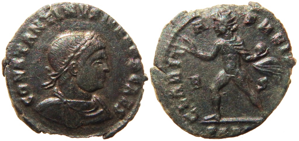 Nummus de Constantino II. CLARITAS REIPVB. Arlés Bid01010